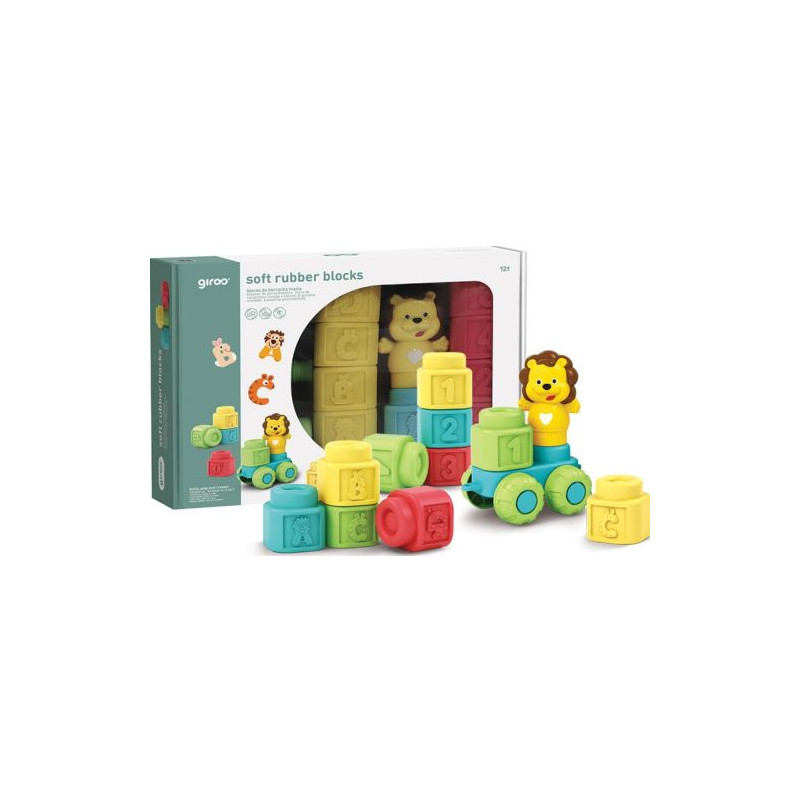 Bloques de goma números y letras