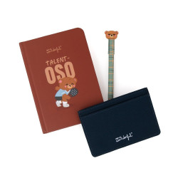 Kit papá libreta A6 + tarjetero + boli borrable Bo-Bo Oso