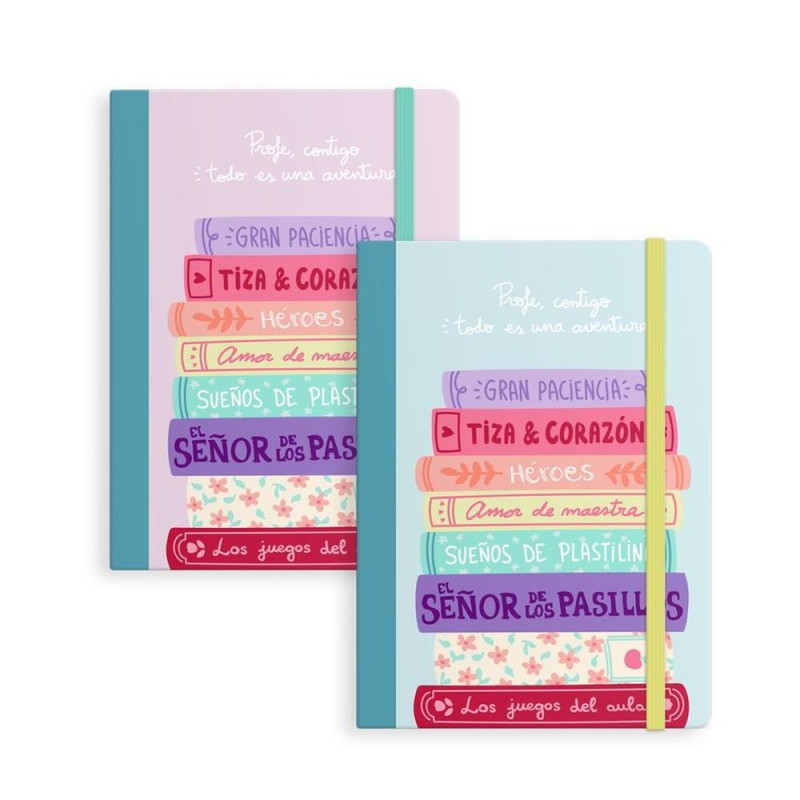 Libreta con goma profe libros