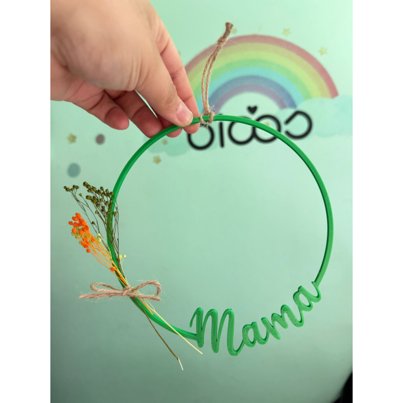 Corona mamá con flor seca