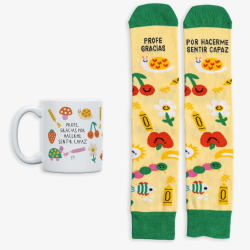 Kit Taza + Calcetines "Profe, gracias por hacerme sentir capaz" 36/42