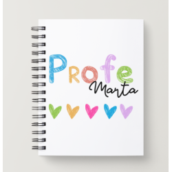 Libreta corazones profe personalizada