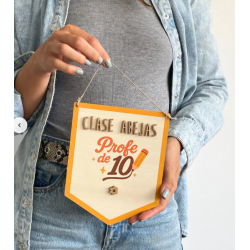 Banderín de Madera “Profe de 10” Personalizable