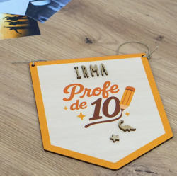 Banderín de Madera “Profe de 10” Personalizable