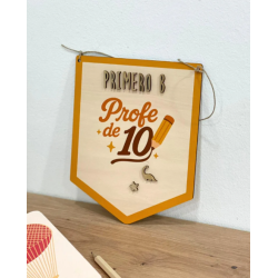 Banderín de Madera “Profe de 10” Personalizable