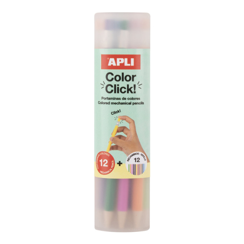 Estuche 12 portaminas color APLI